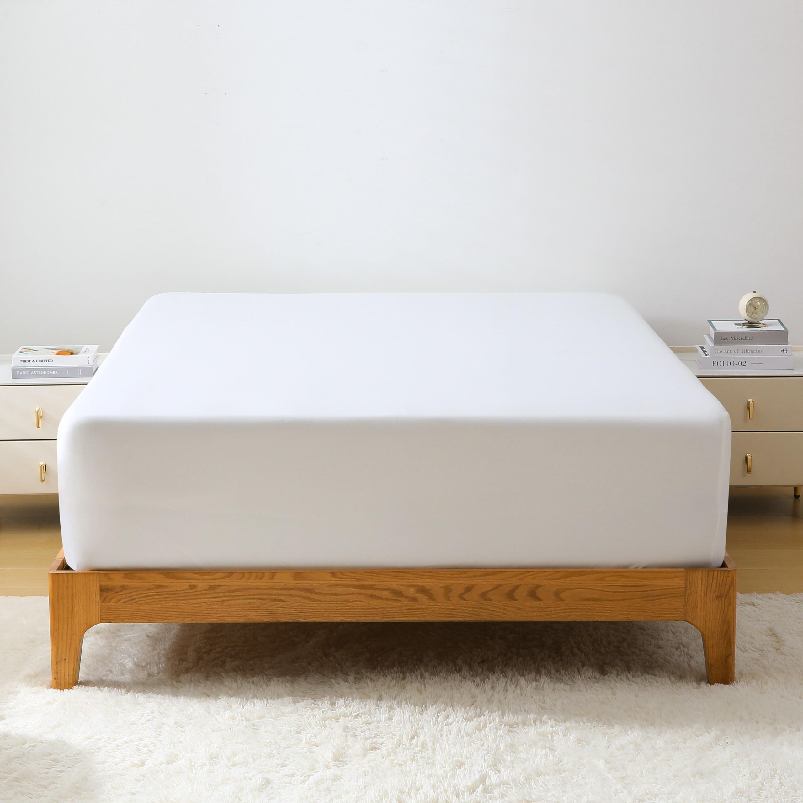 Gokotta Fitted Sheet Only - 15 Inch Pocket Bamboo Rayon Fitted Sheet, Super Soft And Cooling Bottom Sheet With 4 Elastic Corner